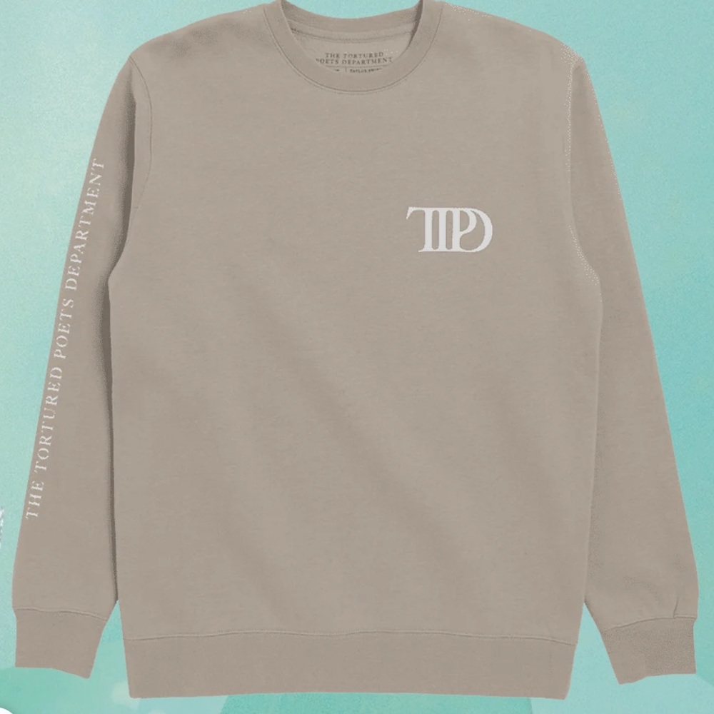 Official Taylor Swift TTPD Beige Crewneck Sweatshirt